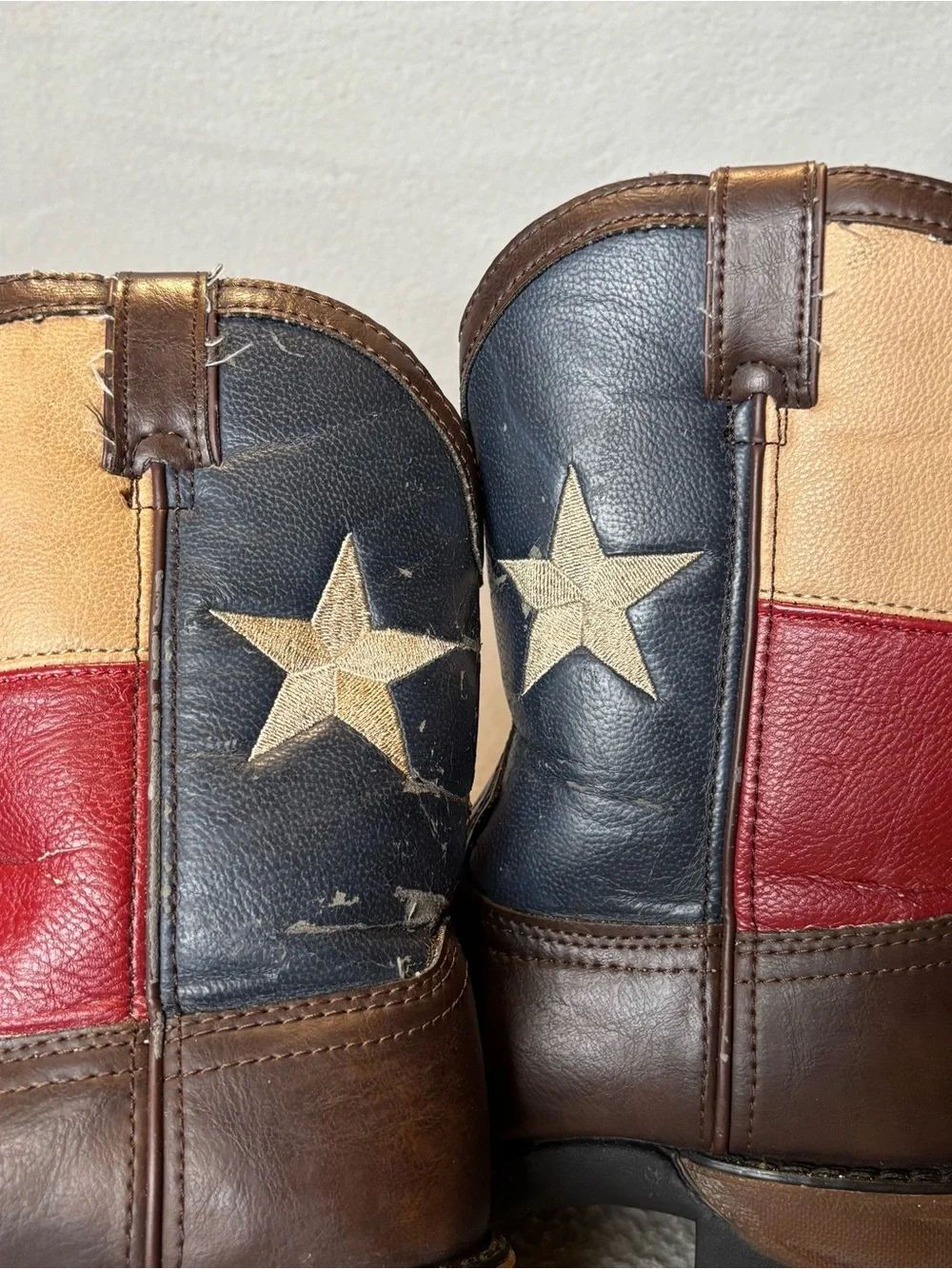 Durango Kids size 1M Texas Flag Western Cowboy Boots model BT246 some peeling
